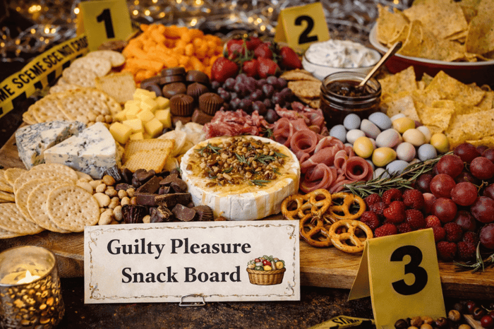A snack board at a New Year's Eve party by My Mystery Party