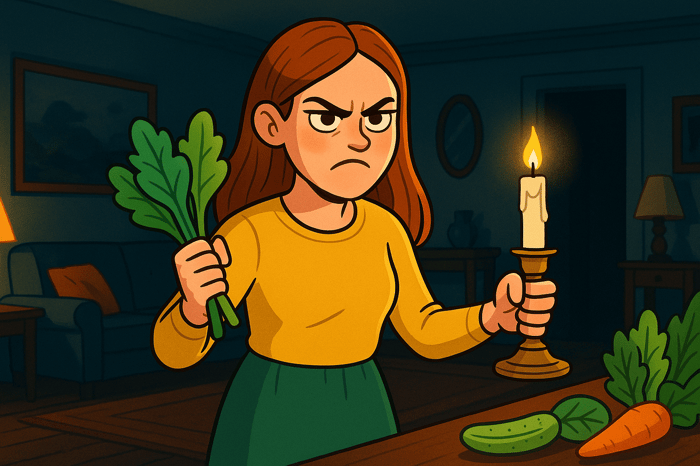 a-woman-eating-veggies-holding-a-candlestick-murder-mystery-party-weapon.png
