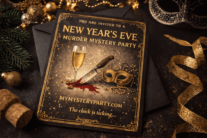 A killer New Year's Eve murder mystery invitation by My Mystery Party