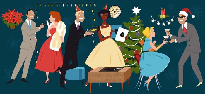 People having fun at a mystery party game