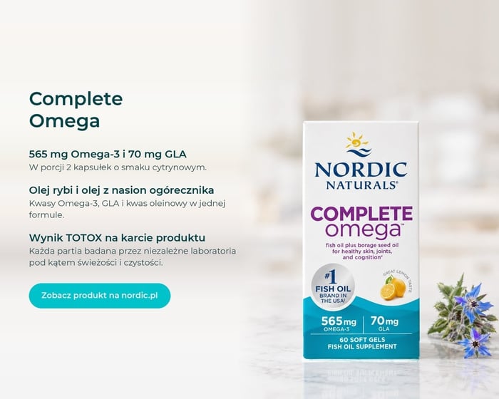 Complete Omega Nordic Naturals, kwasy Omega-3 i GLA, 565 mg Omega-3 i 70 mg GLA w porcji