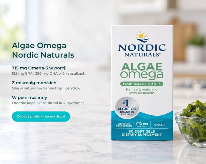 Algae Omega Nordic Naturals, olej z alg, 715 mg Omega-3 w porcji