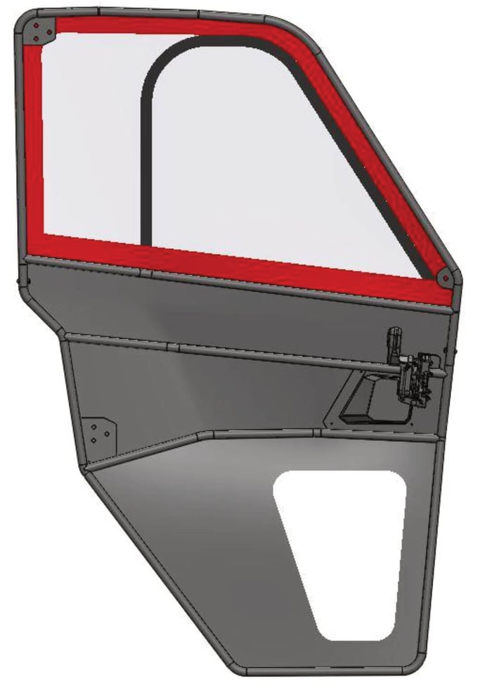 Upper textile reinstalled on the assembled door frame