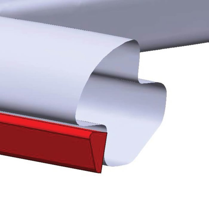 Correct weatherstrip orientation with the large section facing away from the door