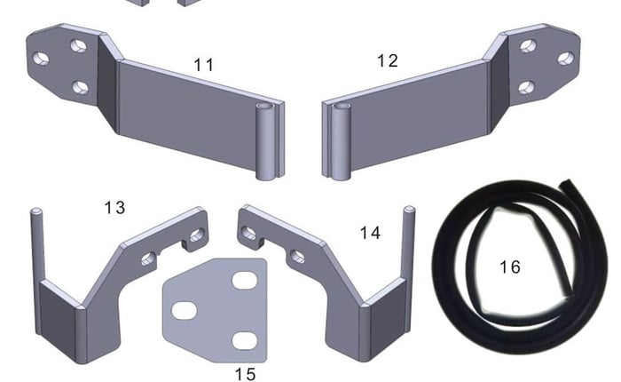 Hinge plates, hinge mounts, door spacers and bulb gasket from the Seizmik kit
