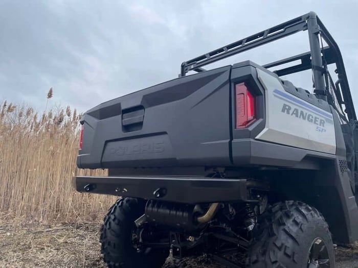 EMP 14711 heavy duty rear bumper installed on a Polaris Ranger SP 570