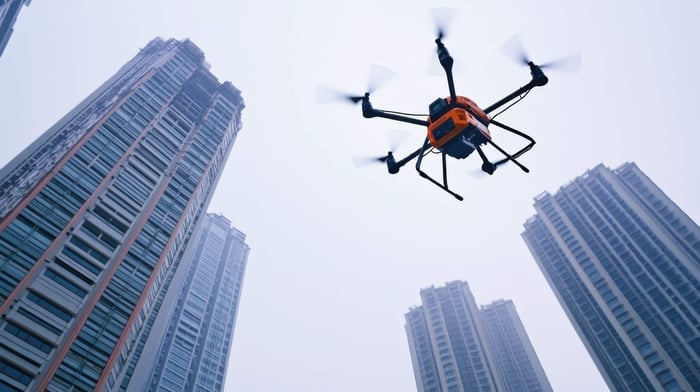 Drone Cleaning building