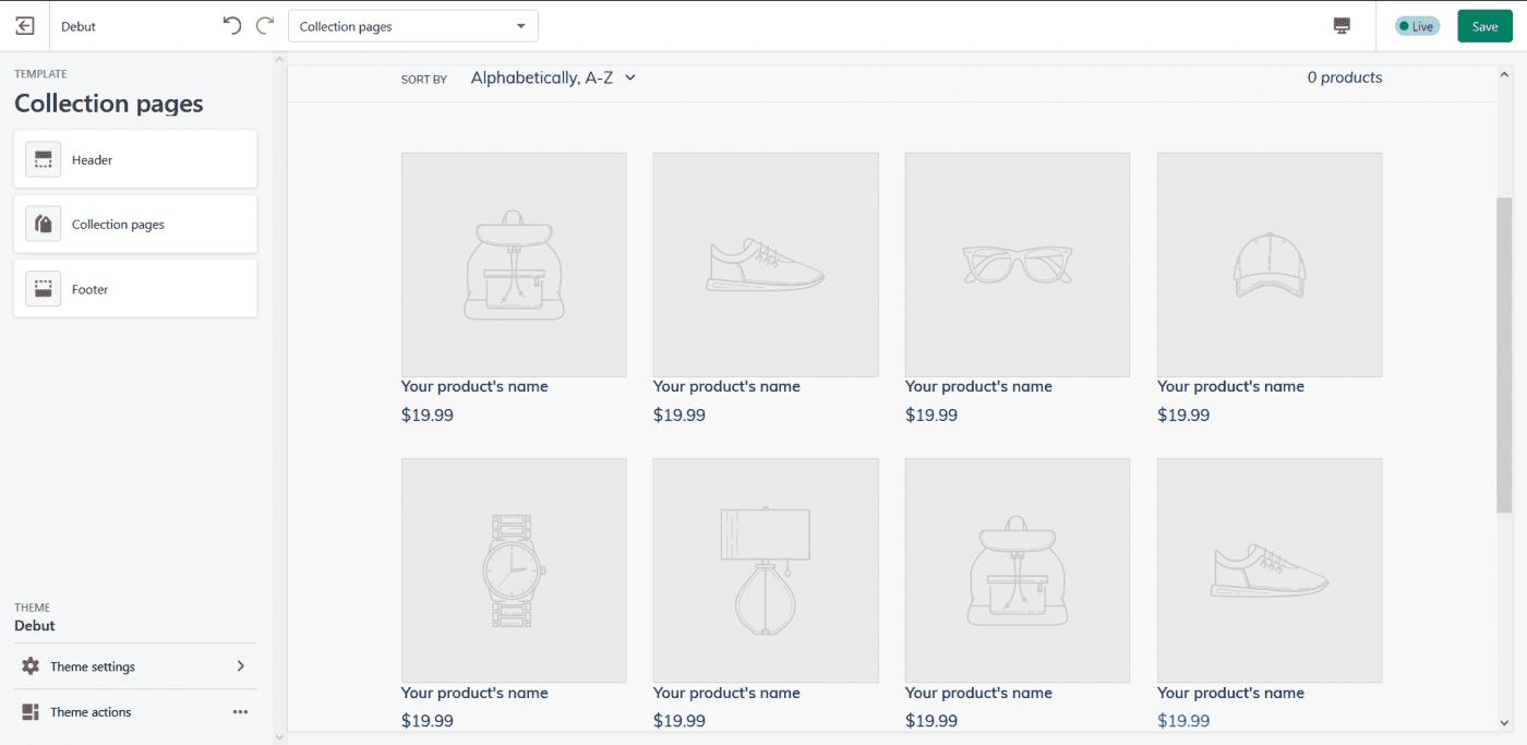 Shopify Review: Editor products page