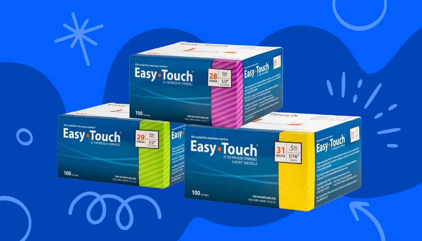 easy touch insulin syringes in various sizes