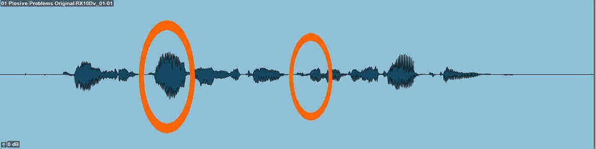 After RX 10 De-plosive, the distortions previously visible in the waveform caused by plosives are gone