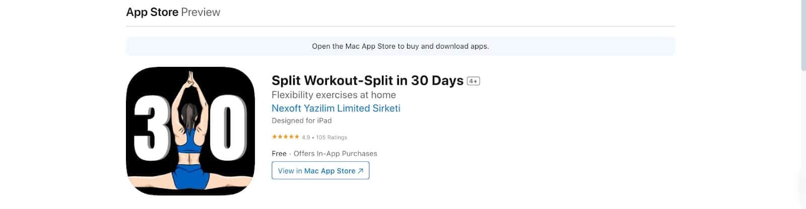 Split in 30 Days stretching app