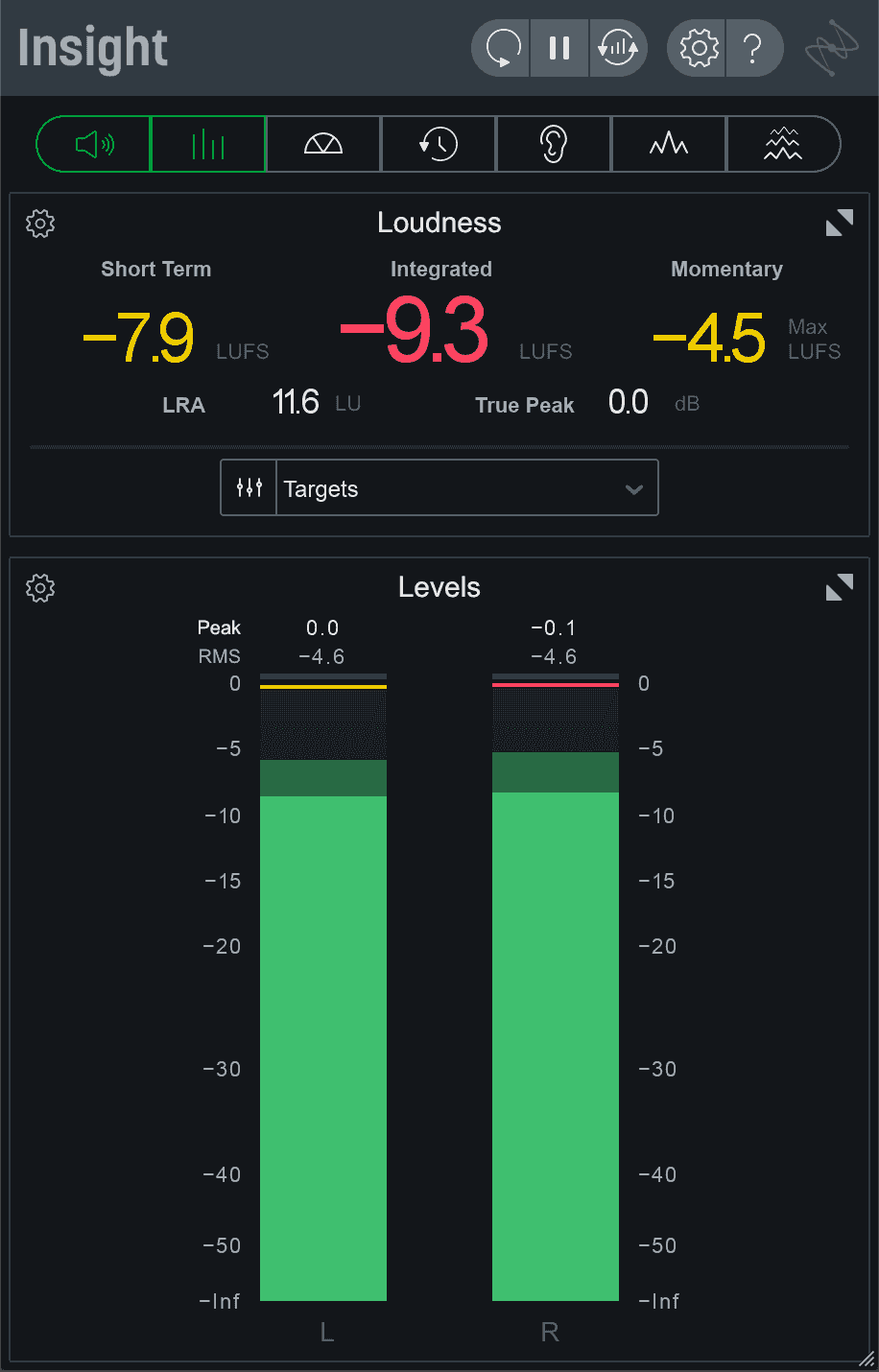 True peak readings in iZotope Insight