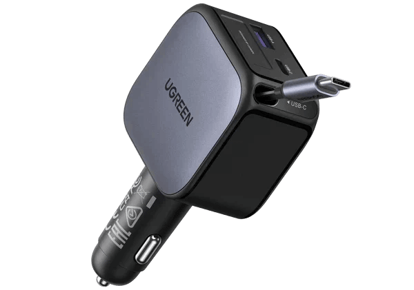 UGREEN Nexode 145W Car Charger with Retractable Cable