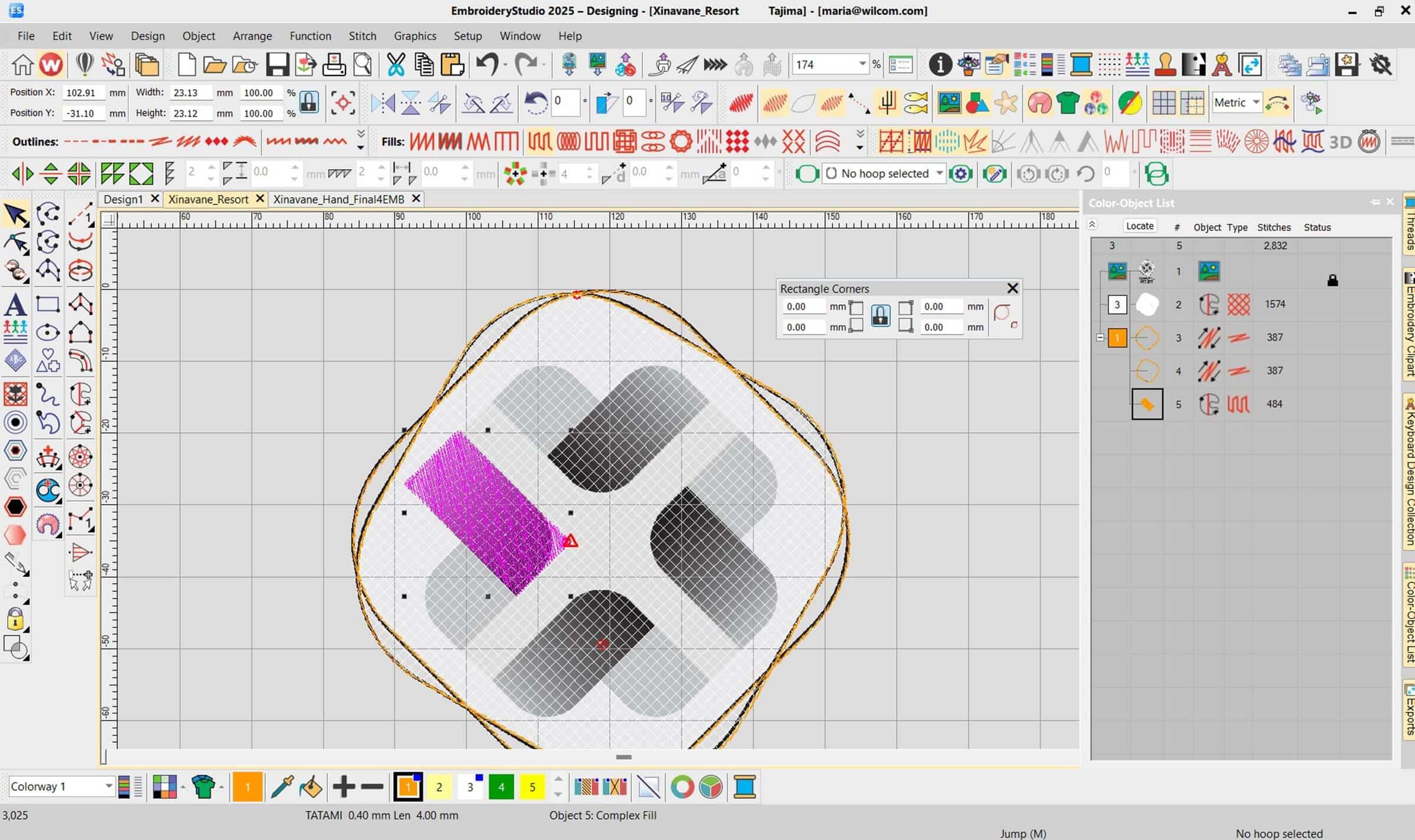 Laydown Stitch and Rounded Corners