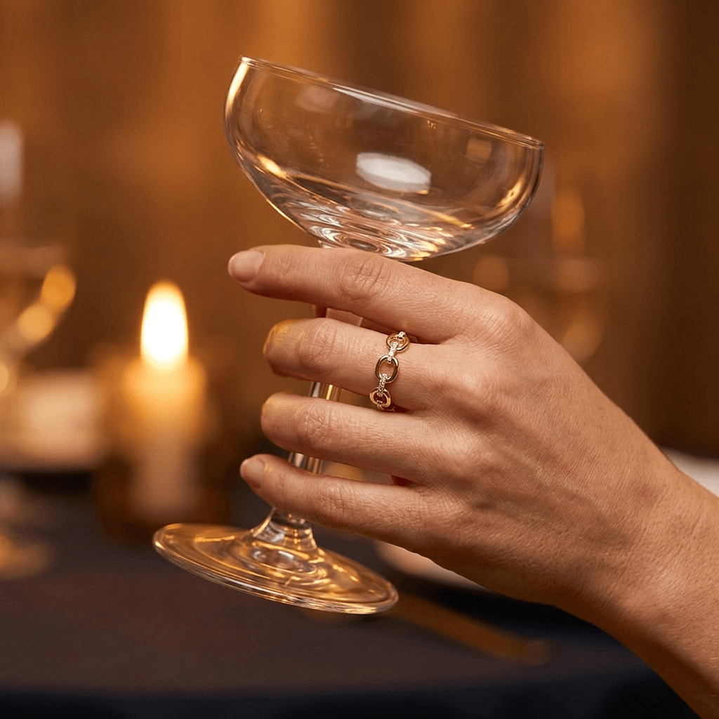 Pave Alternating Oval Link Ring