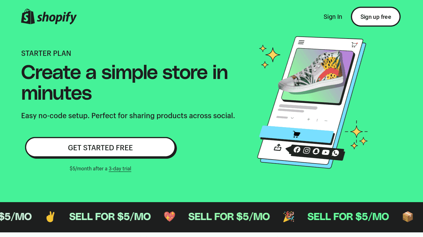 Shopify starter plan