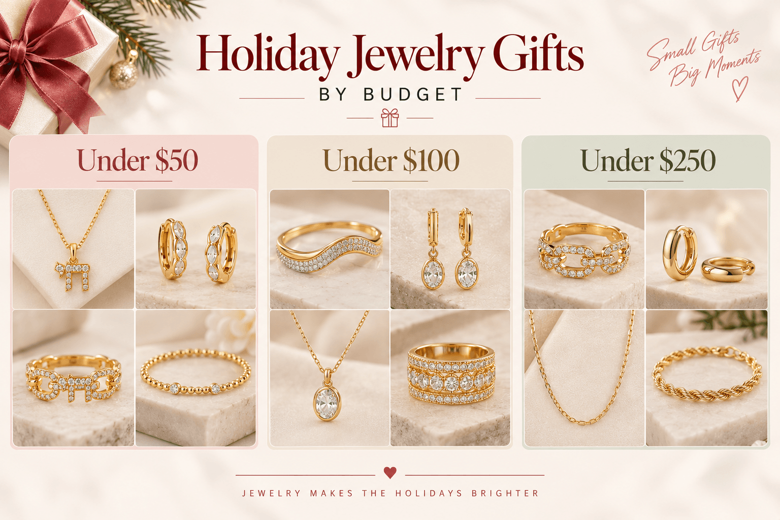 Holiday Jewelry Gifts by Budget: Best Picks Under $50, Under $100, and Under $250