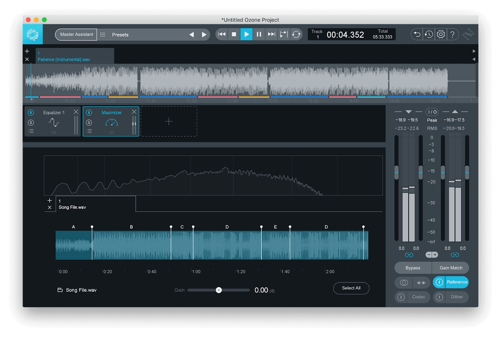 Ozone 9 with a loaded reference file