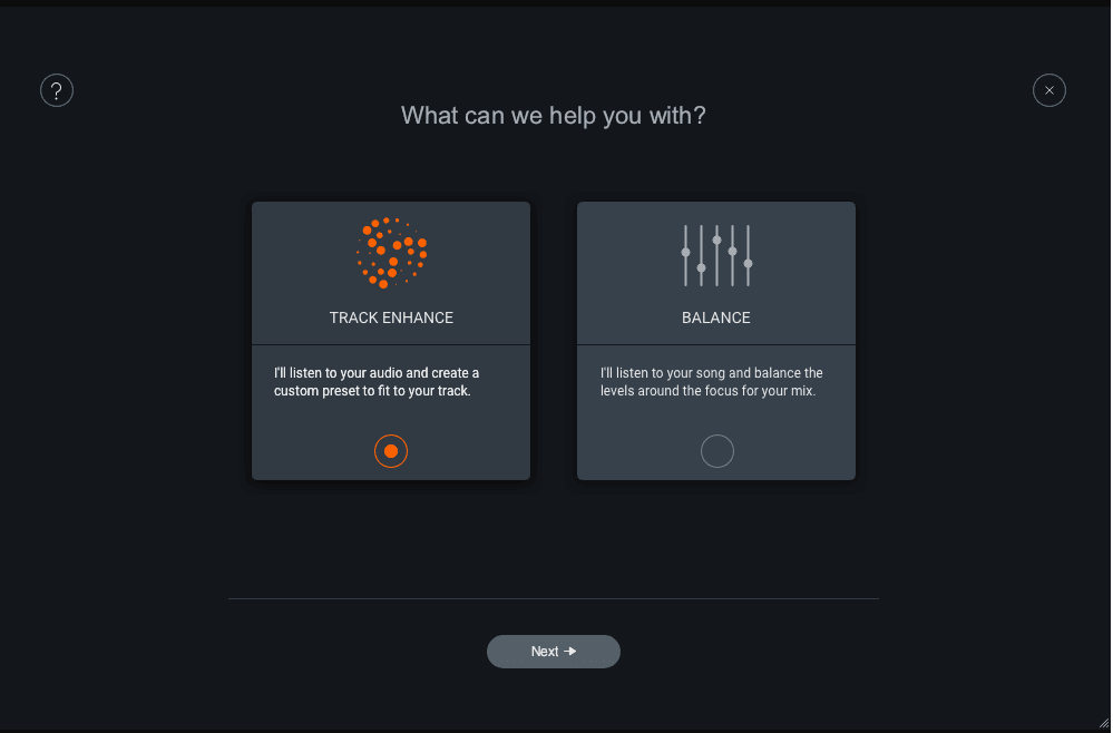Neutron's Mix Assistant, Track Enhance and Balance options