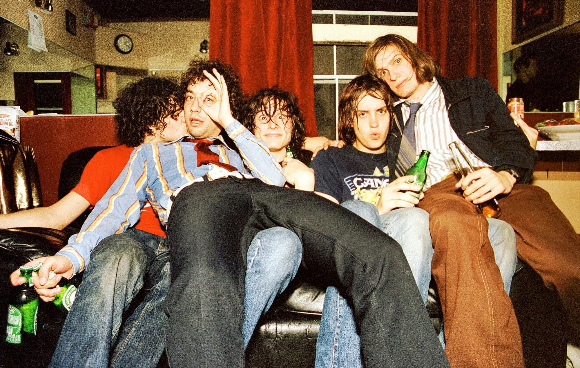 The Strokes backstage at The Fillmore, San Francisco, California in October 2001