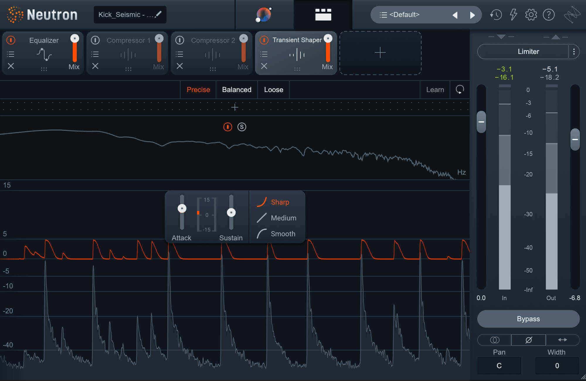 Using a transient shaper on the kick to add punch with Neutron