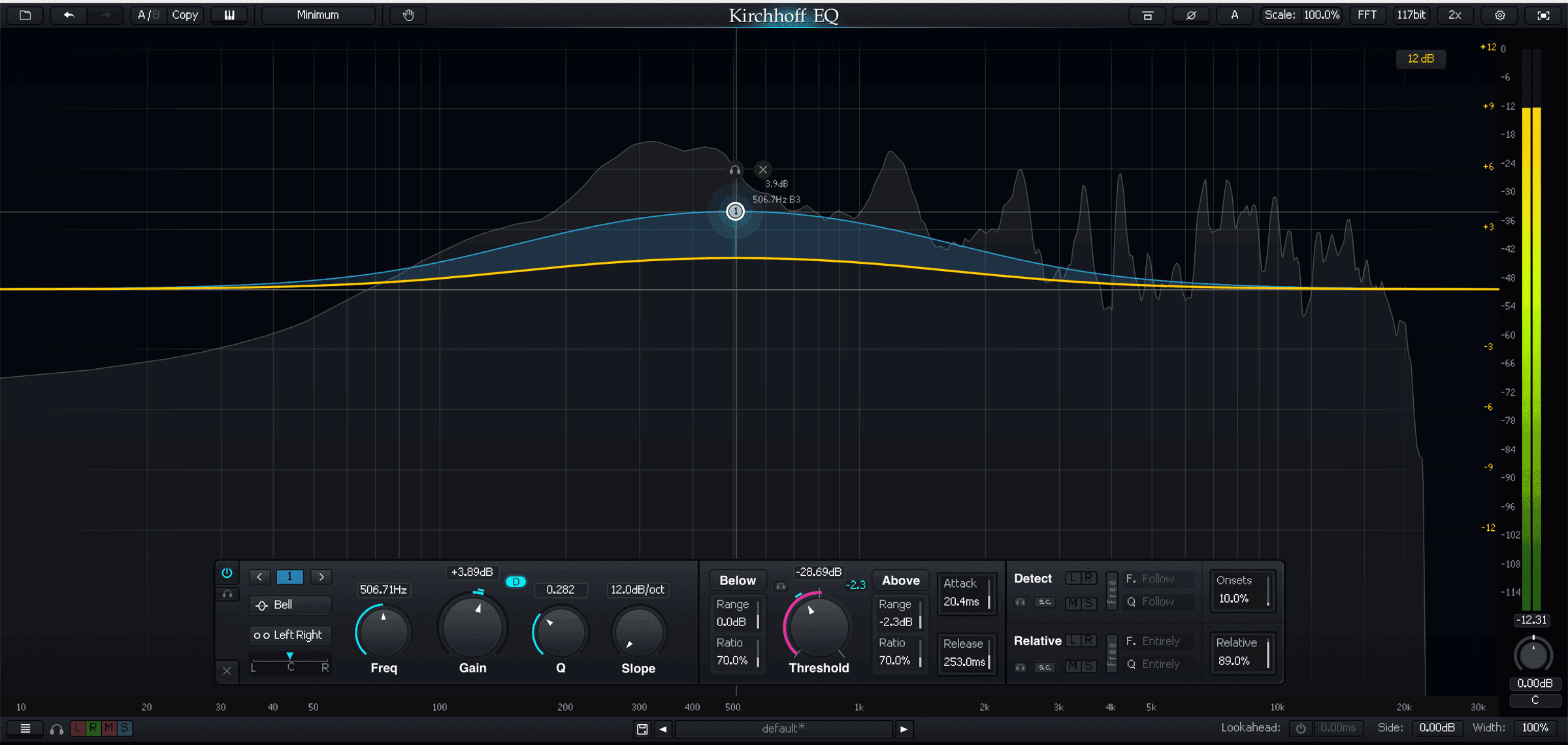 A frequency bump compressing downwards