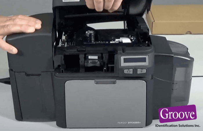 Fargo DTC card jam error 68 110 112 with jammed ID card in printer