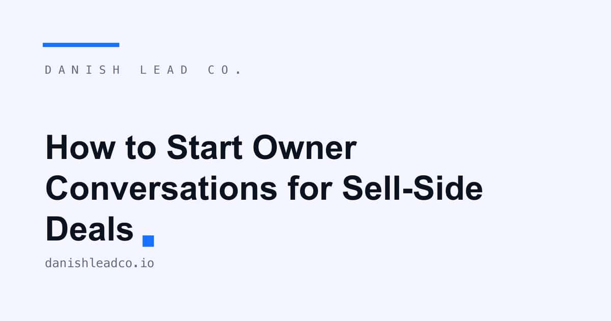 How to start owner conversations for sell-side engagements