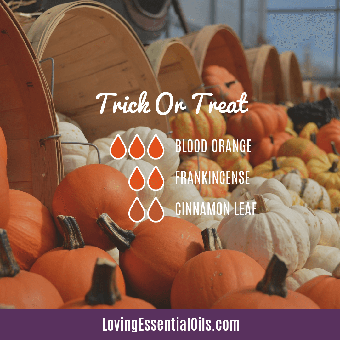 Trick or Treat Halloween diffuser blend with blood orange, frankincense and cinnamon by Loving Essential Oils
