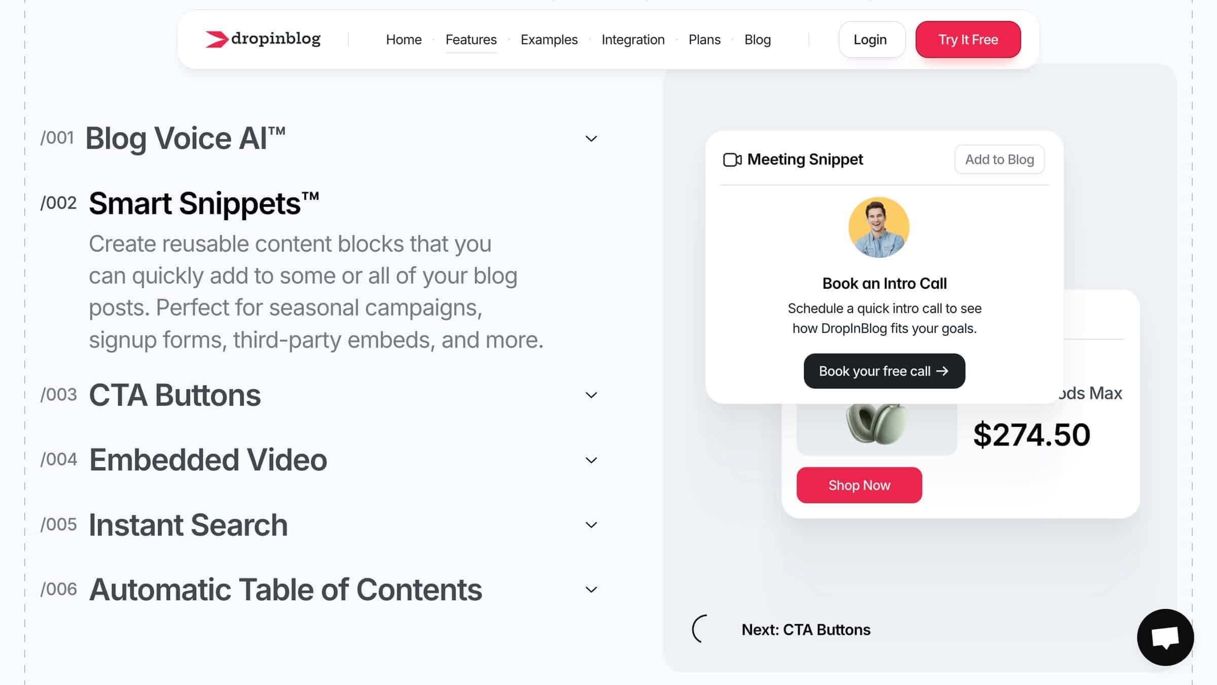 DropInBlog features