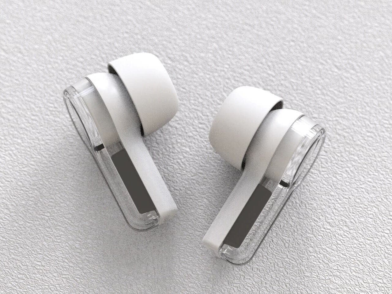 Earbuds resting in the charging case, emphasizing minimalist interaction.