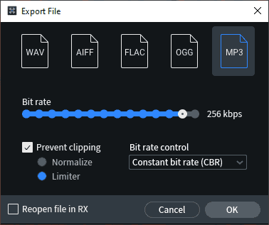 Use the "Prevent clipping" feature for avoiding clipping with lossy formats