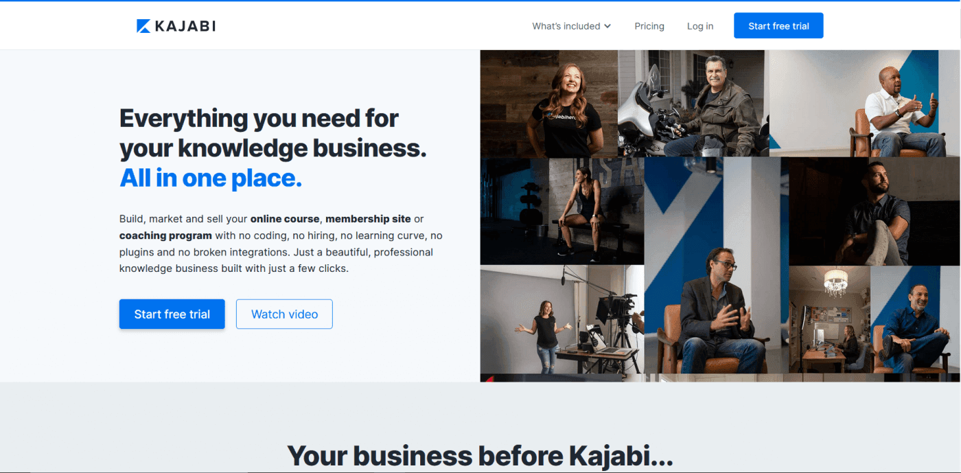 Kartra vs Kajabi: Kajabi's home page
