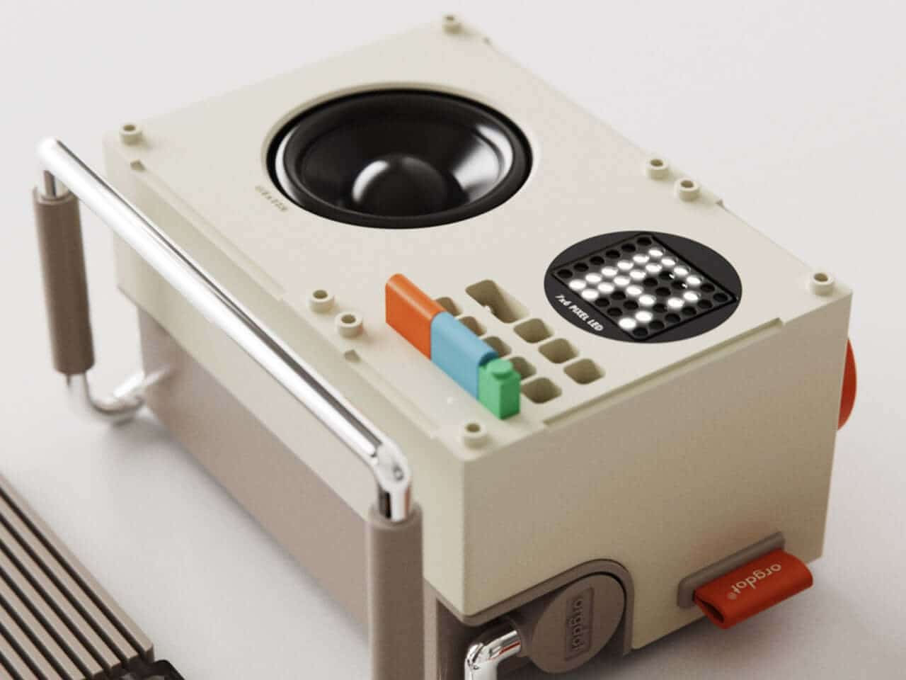 Side view of N200 speaker showcasing modular front panel
