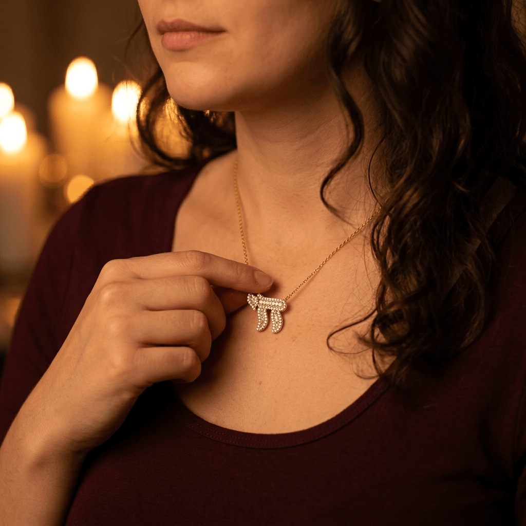 Mini CZ Pave Chai Pendant Necklace