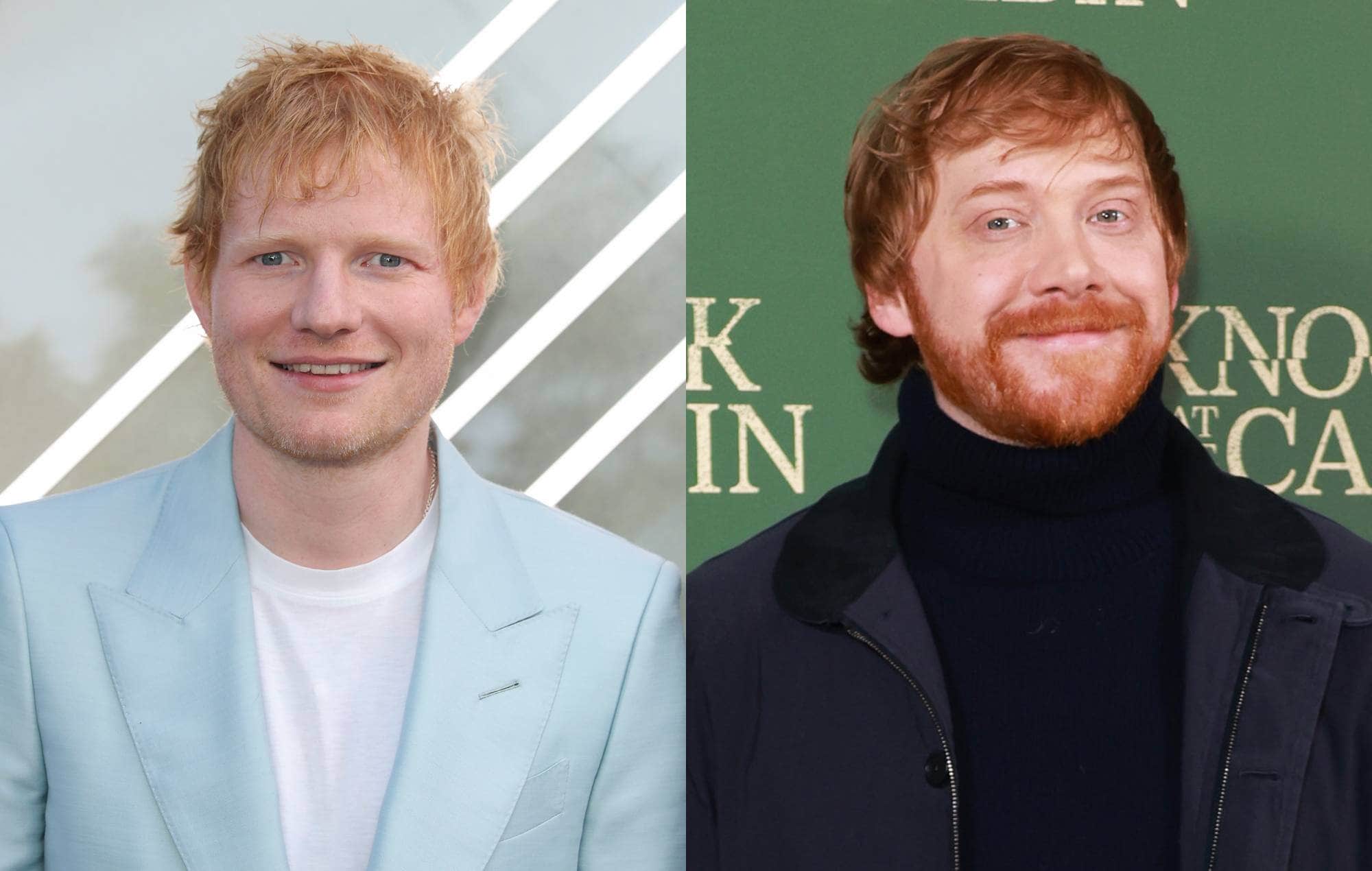 Ed Sheeran and Rupert Grint smiling together at an event