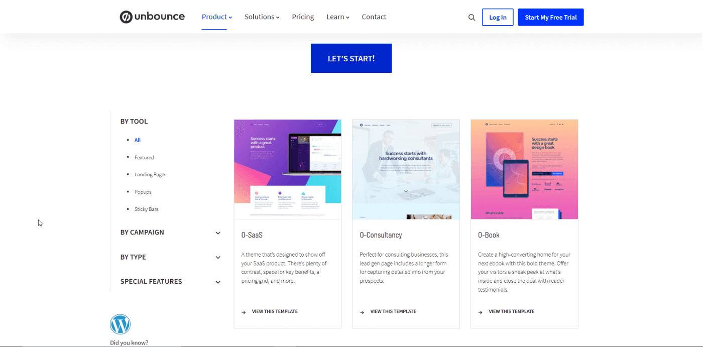 Leadpages vs Unbounce: Unbounce templates