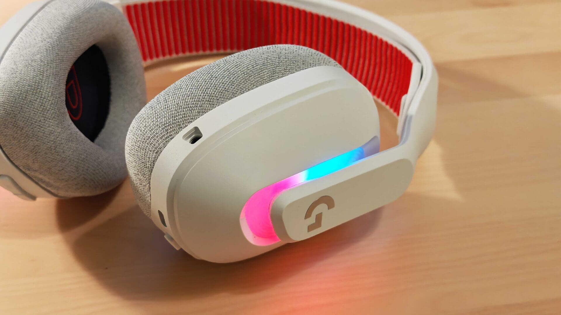 Astro A20 X headset with red accents and plush ear cushions