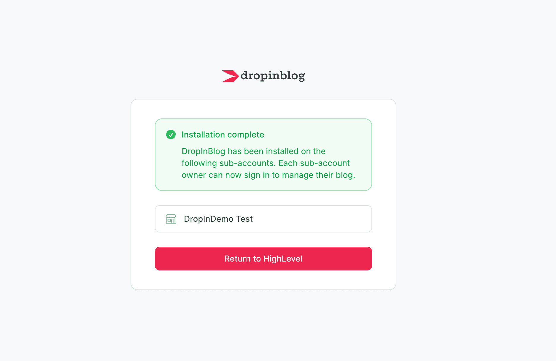 HighLevel blog install step