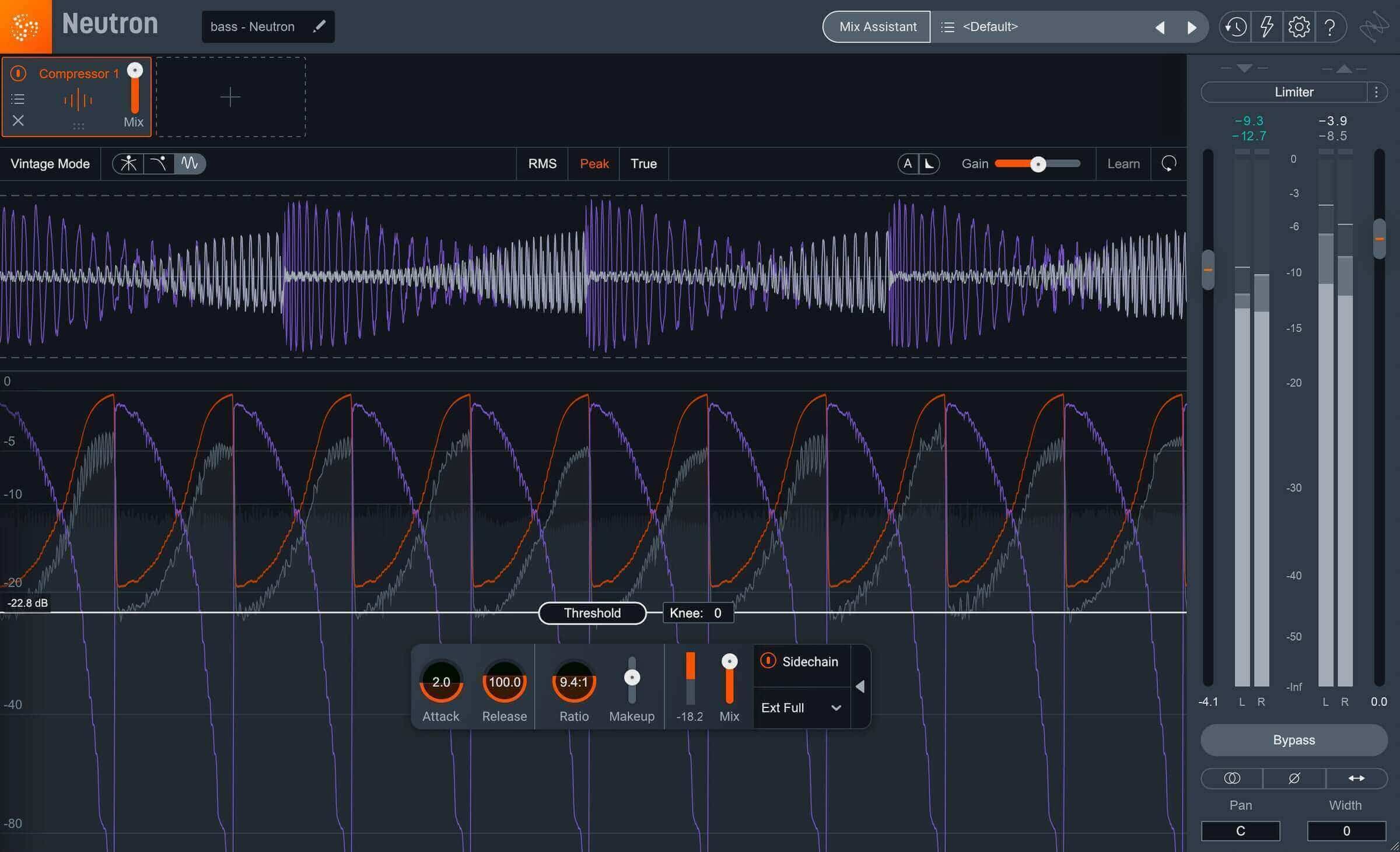 Neutron Pro’s Oscilloscope view is perfect for visualizing audio ducking