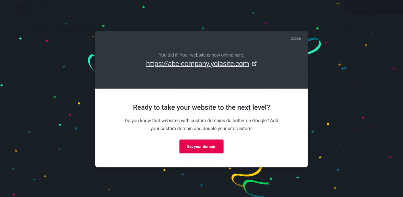 Yola publish site blog