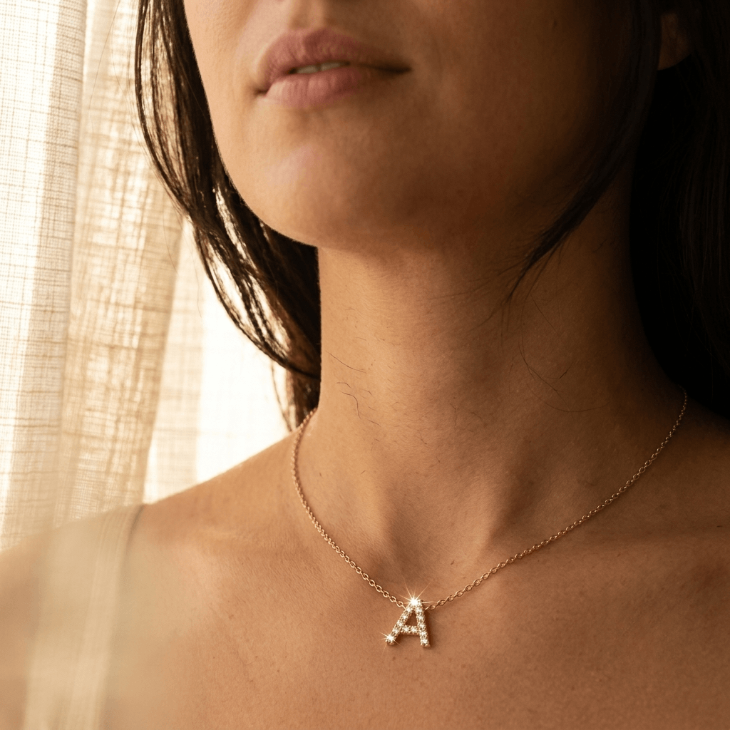 Diamond Initial Necklace in 14K Gold