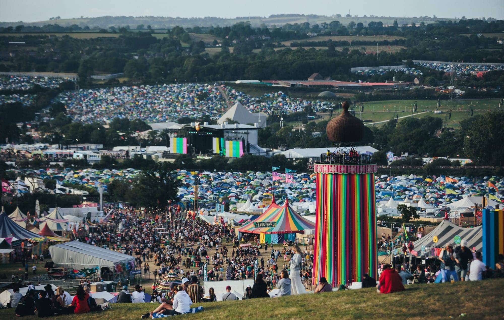Glastonbury festival crowd at Worthy Farm