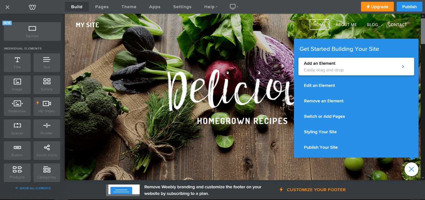 Weebly builder website editor