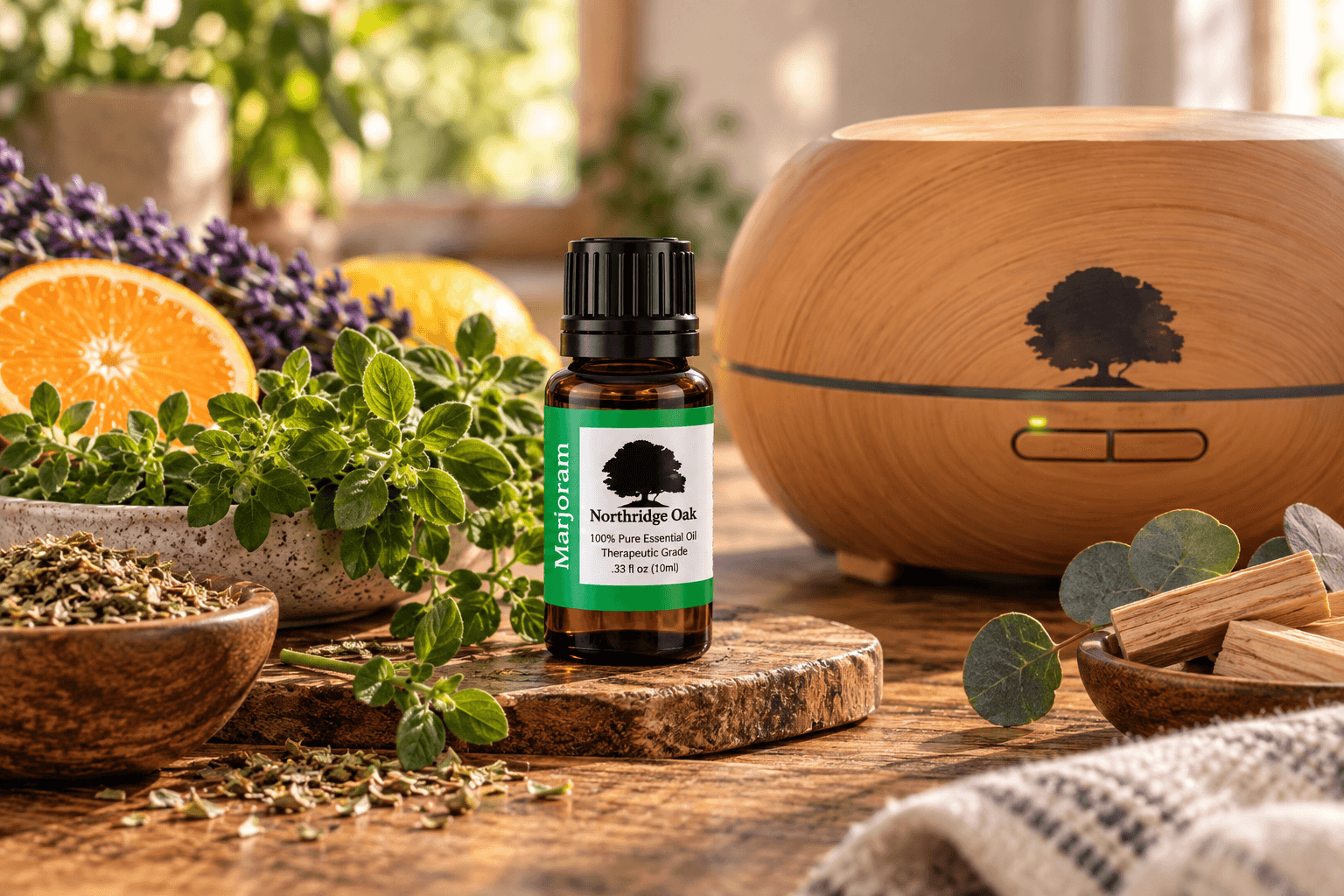 WHAT BLENDS WELL WITH MARJORAM ESSENTIAL OIL?