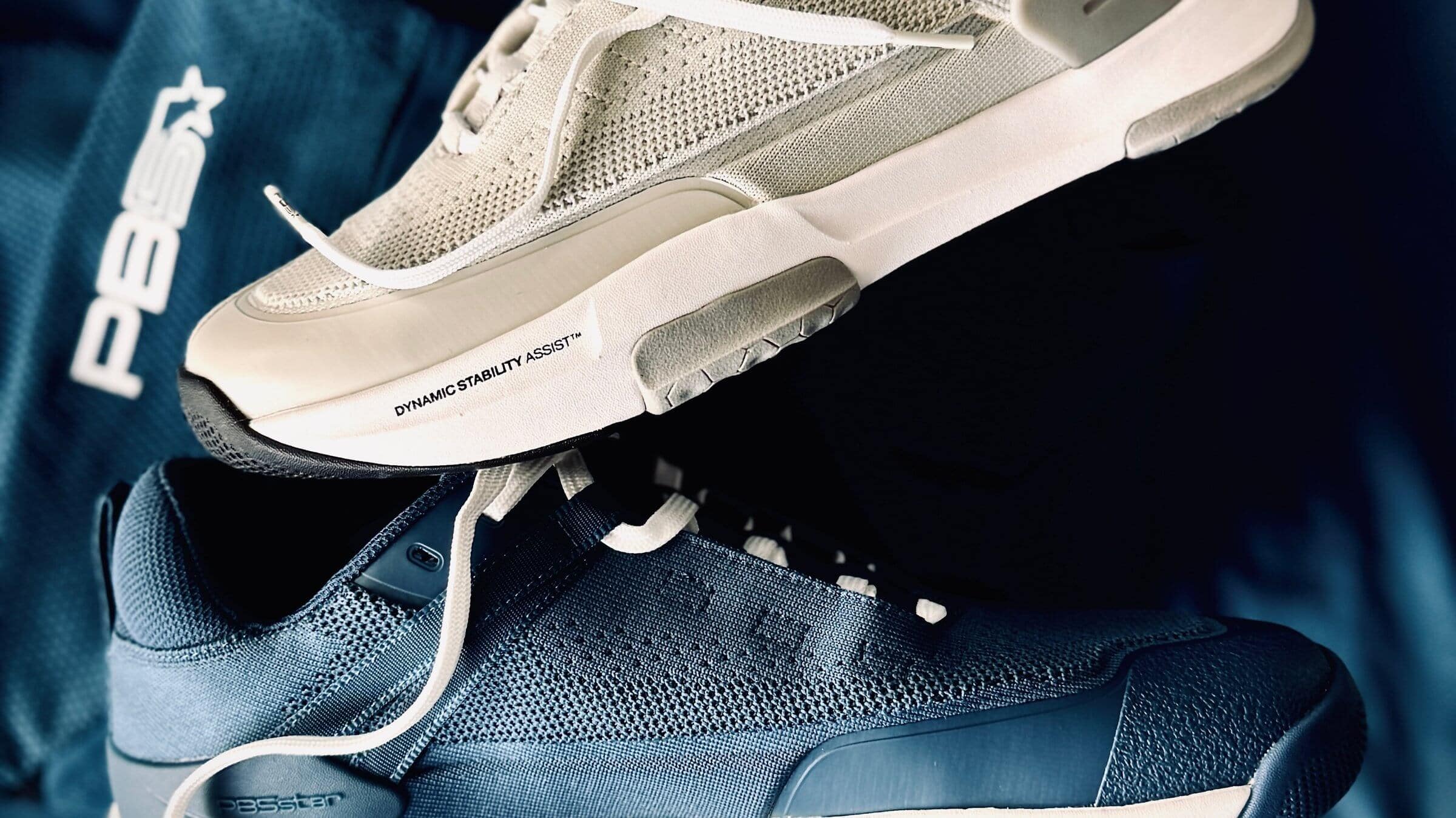 Close up shot of PB5 Court2 shoe in grey