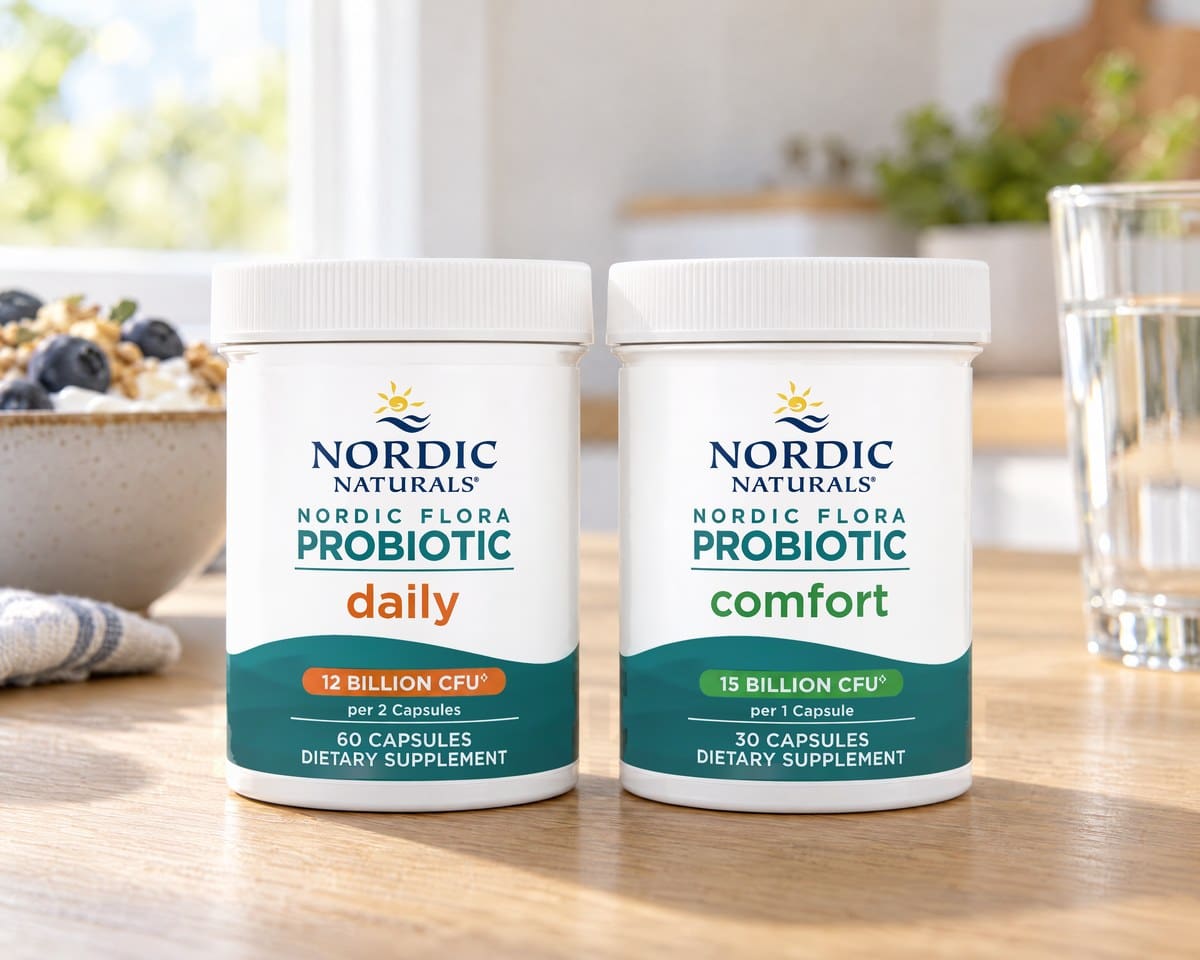 Probiotyki Nordic Flora Daily i Comfort przy śniadaniu