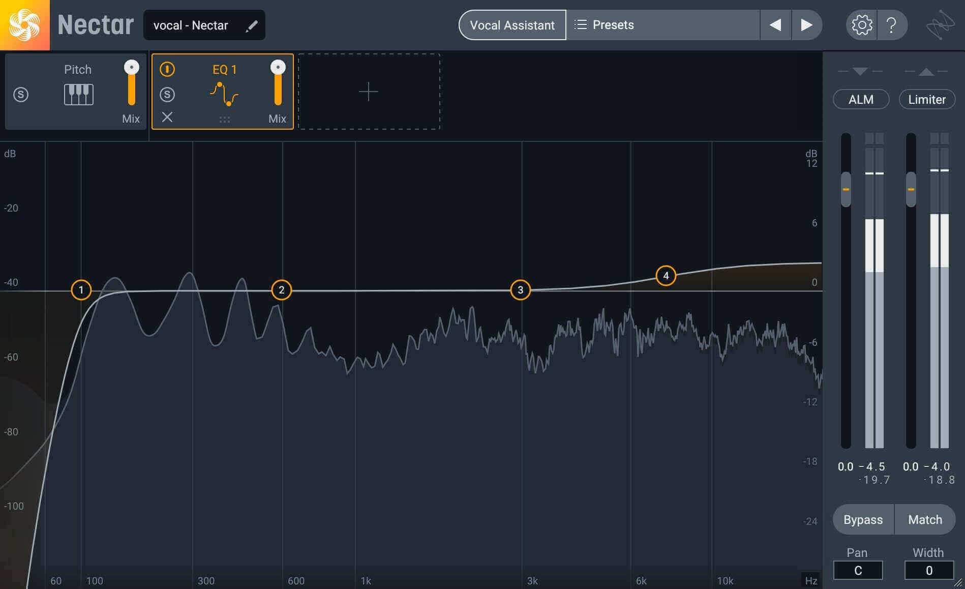 Using a high-shelf filter in Nectar 3's EQ
