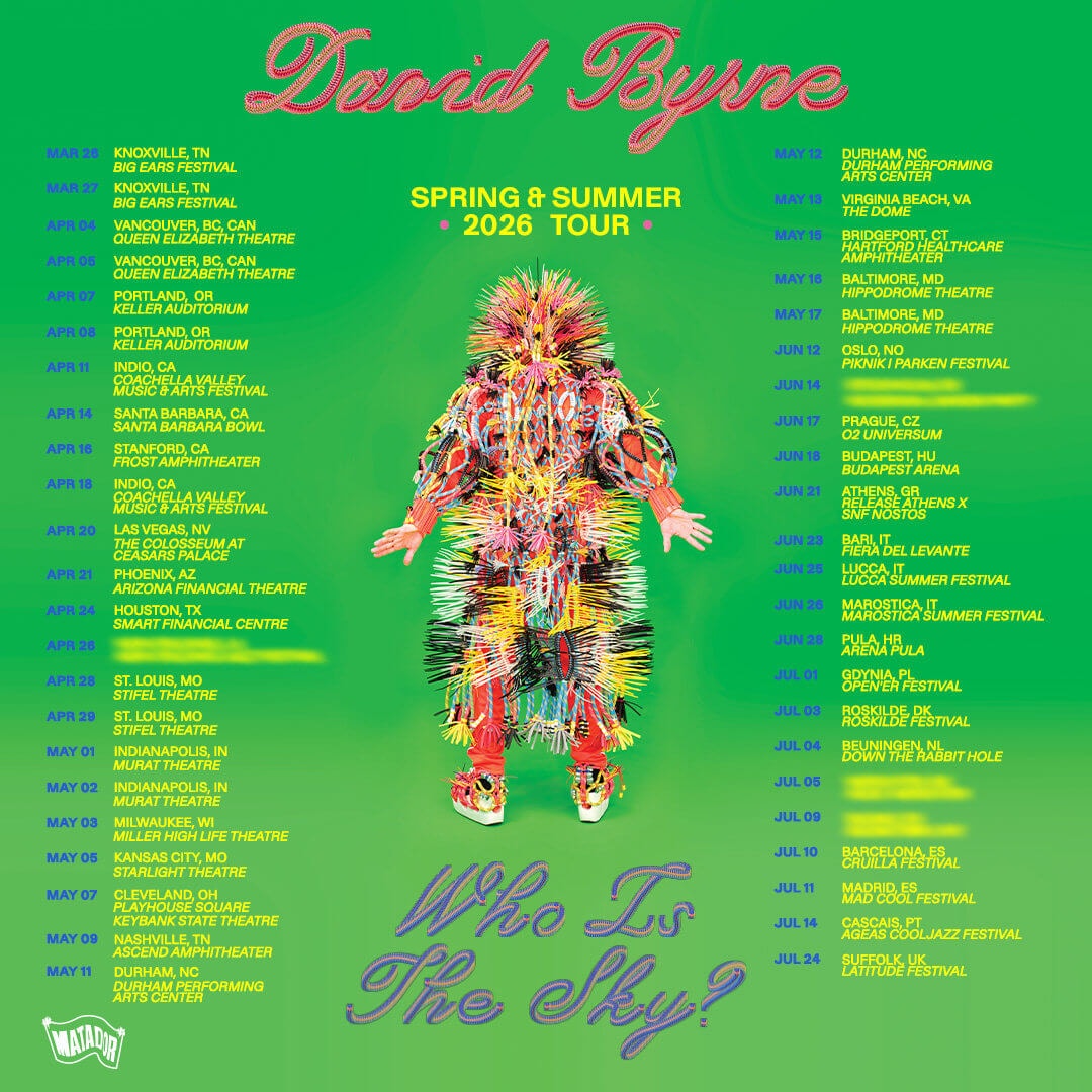 David Byrne's 2026 tour poster