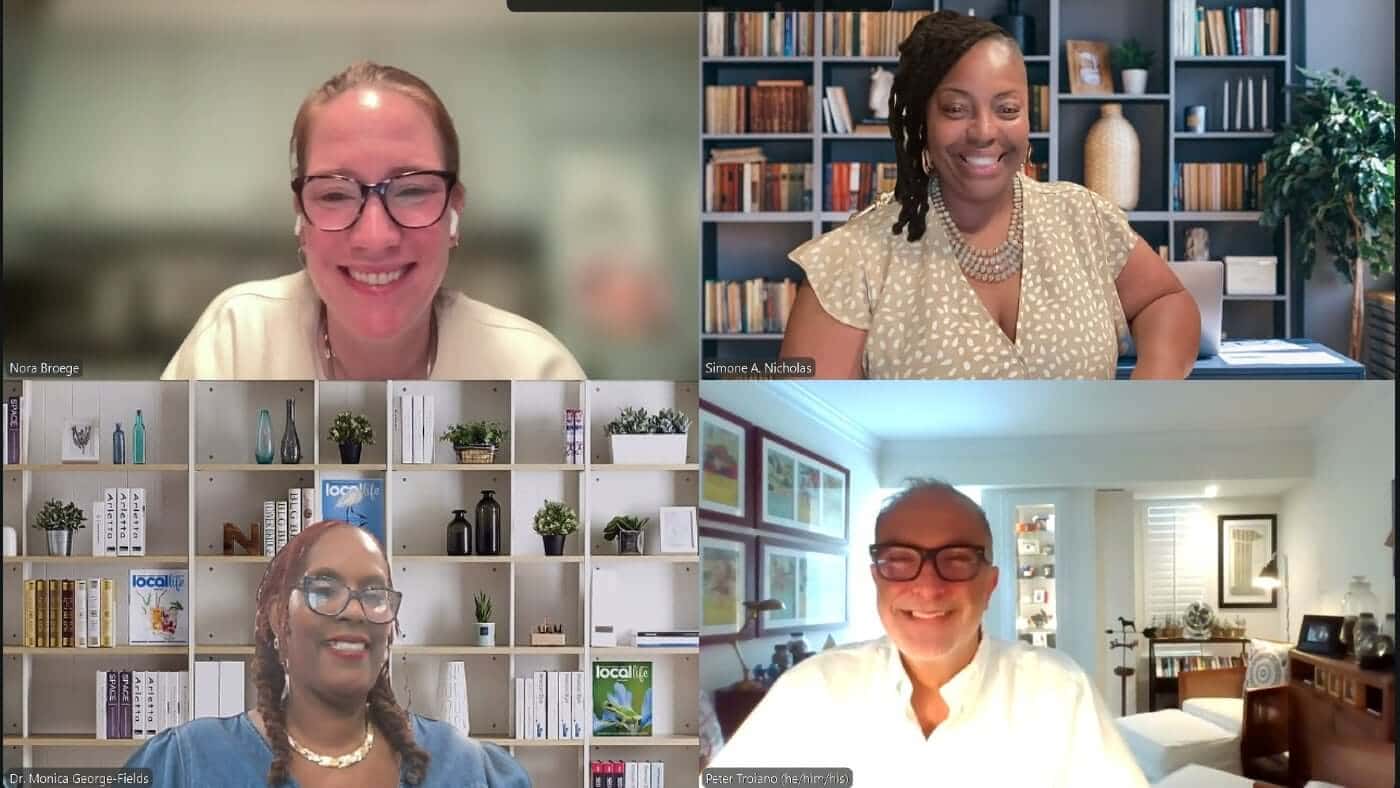 screenshot of four people in dissertation zoom meeting